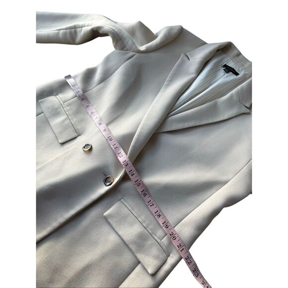 Ann Taylor Toasted Oat Twill Relaxed Long Double Breasted Blazer Size 14 - Picture 10 of 12
